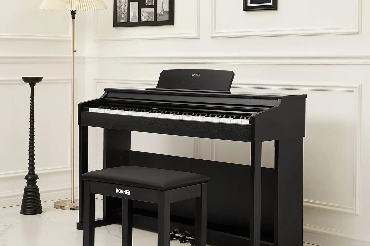 Donner DDP-100 digital piano set up in a living room