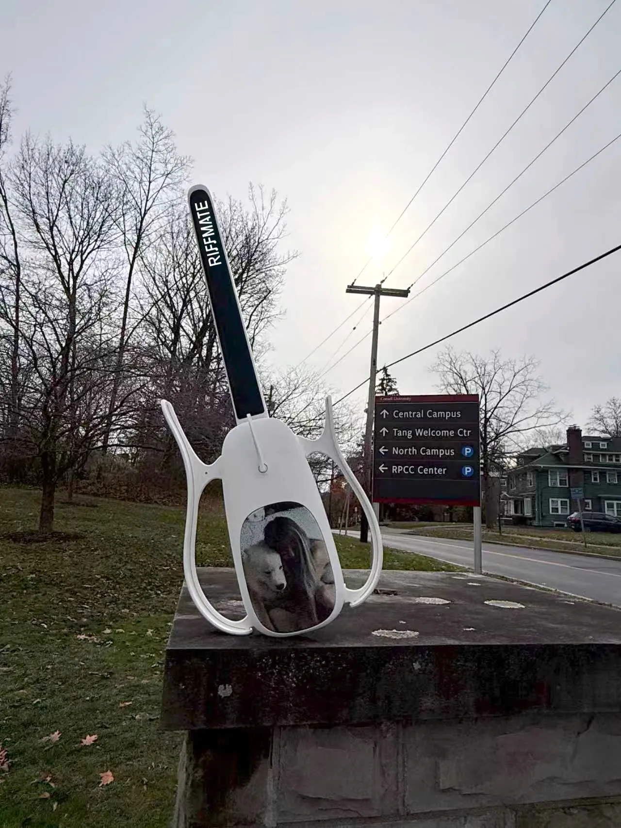 RIFFMATE smart guitar on the Cornell University campus, Ithaca, New York